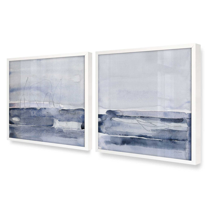 Indigo Drift, ensemble de 2 reproductions d'art, 20 po x 20 po, Blanc opaque