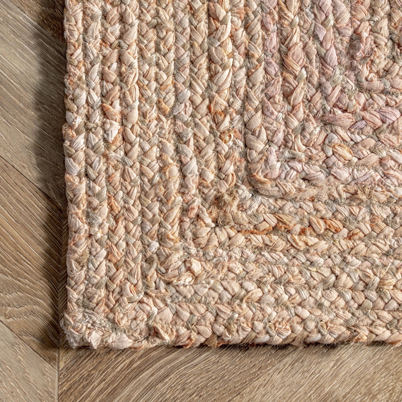Delasandro Hand Braided Jute/Cotton Beige/Brown Area Rug, Rectangle 3' x 5'