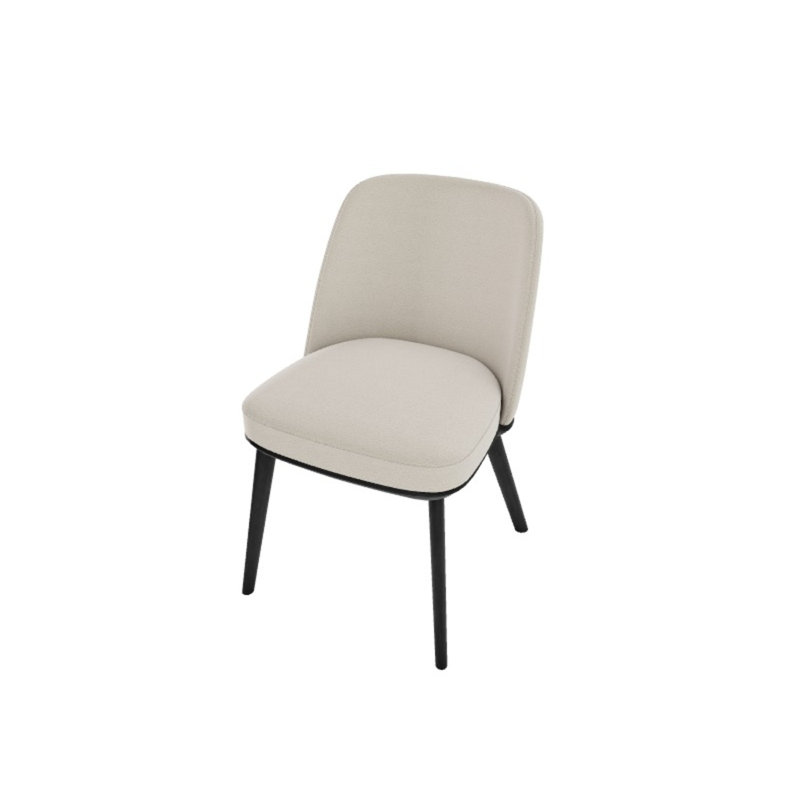 Foyer Upholstered Dining Chair with Wooden Base, Matt Black, Anouk Taupe