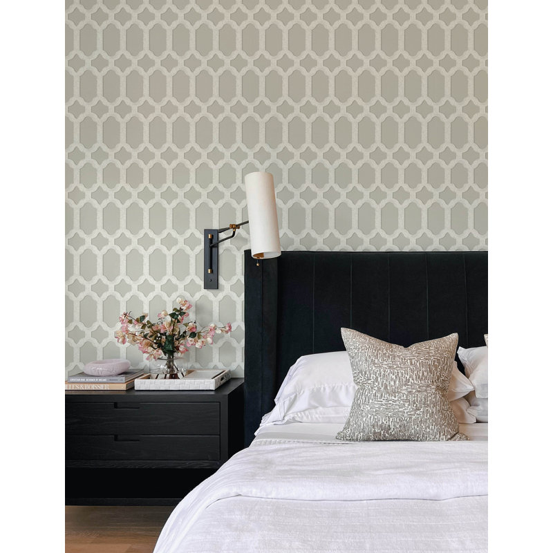 Papier peint treillis cerfeuil, Gris