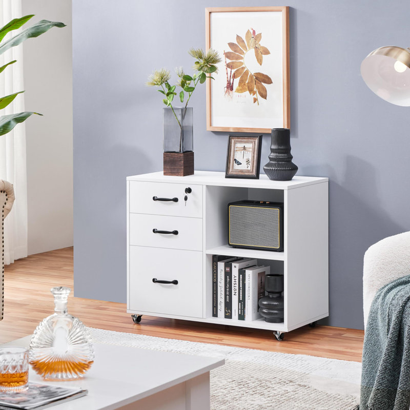 80cm Wide 3 -Drawer File Cabinet, White