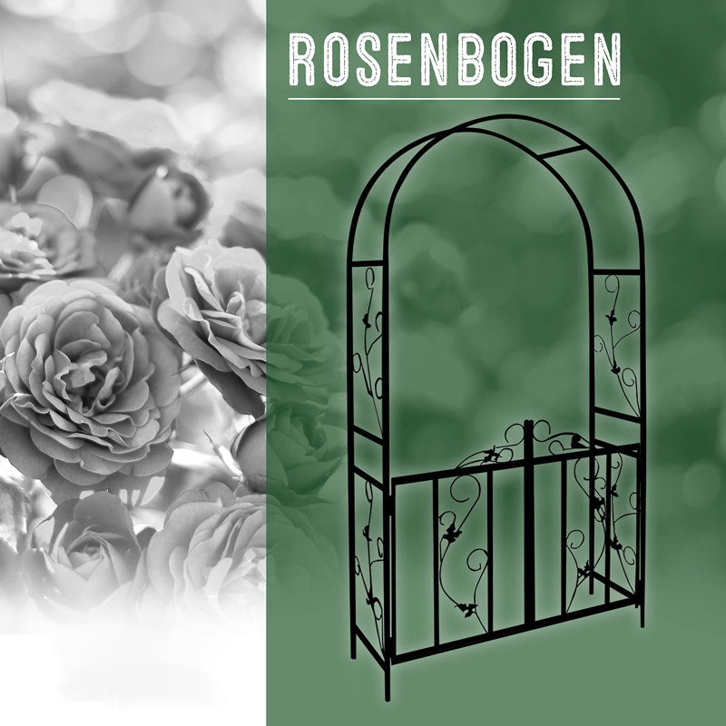 115cm W x 37cm D Metal Arbour with Gate in Black