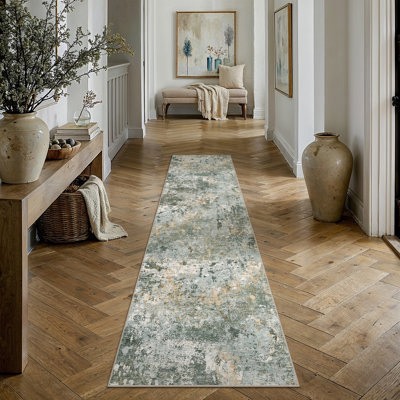 Sarah Modern Abstract Machine Washable Area Rug with Non-Slip Backing