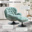 Chaise longue pivotante rembourrée en velours avec repose-pieds Zenon-26910938