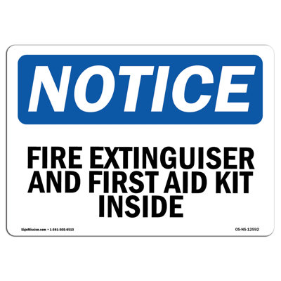 Fire Extinguisher and First Aid Kit Inside Sign