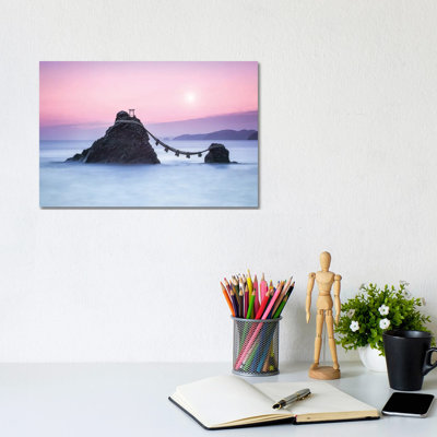 Meoto Iwa Rocks Also Known As The "Wedded Rocks" At Sunrise, Mie Prefecture, Japan 1 Piece Wrapped Canvas Wall Art