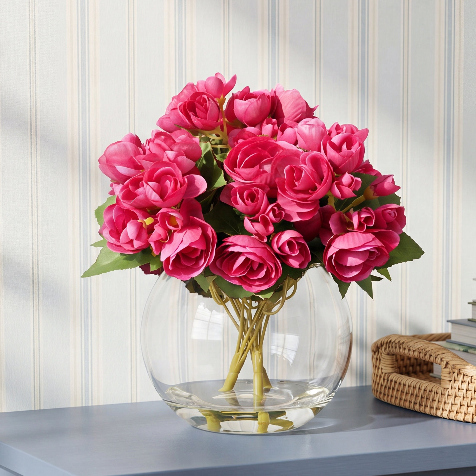 Begonia Arrangement in Vase, Fuchsia