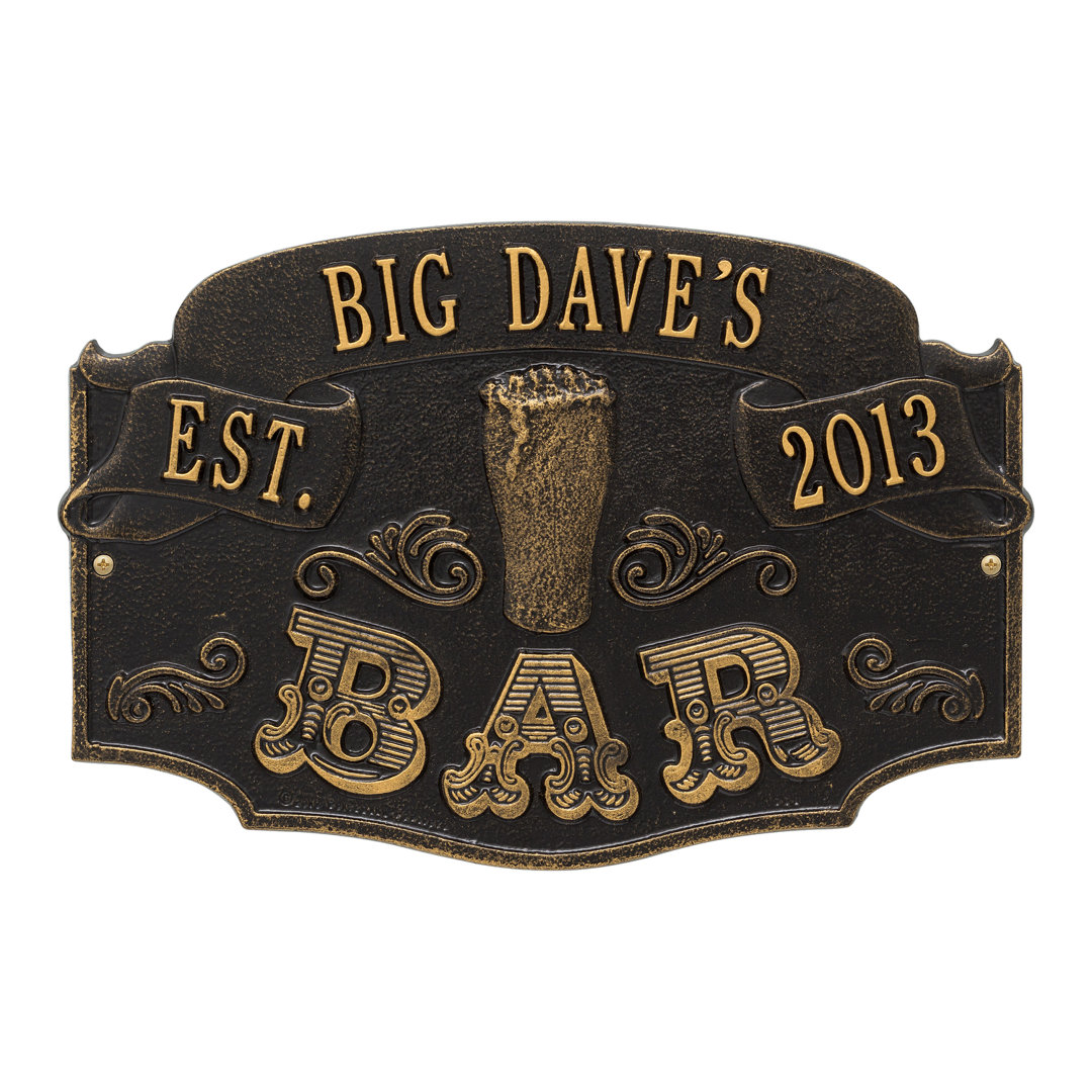 Established Bar 3-Line Wall Décor Whitehall Products Plaque 