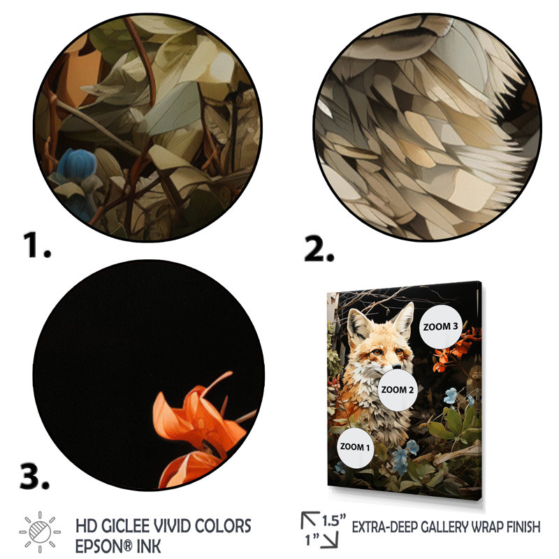 Fox Wilderness Guardian Pastorale I - Animaux, art mural, salon, Cadre flottant doré, H 20 po x l 12 po x P 1 po