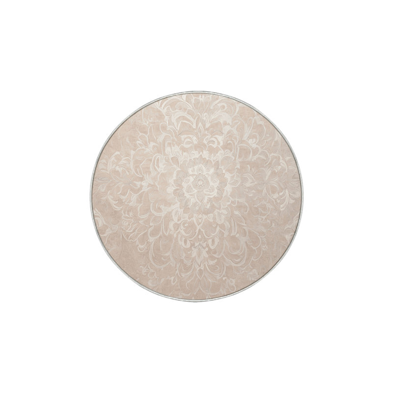 Tapis beige lavable à la machine GSIX03708, Rond 4 pi