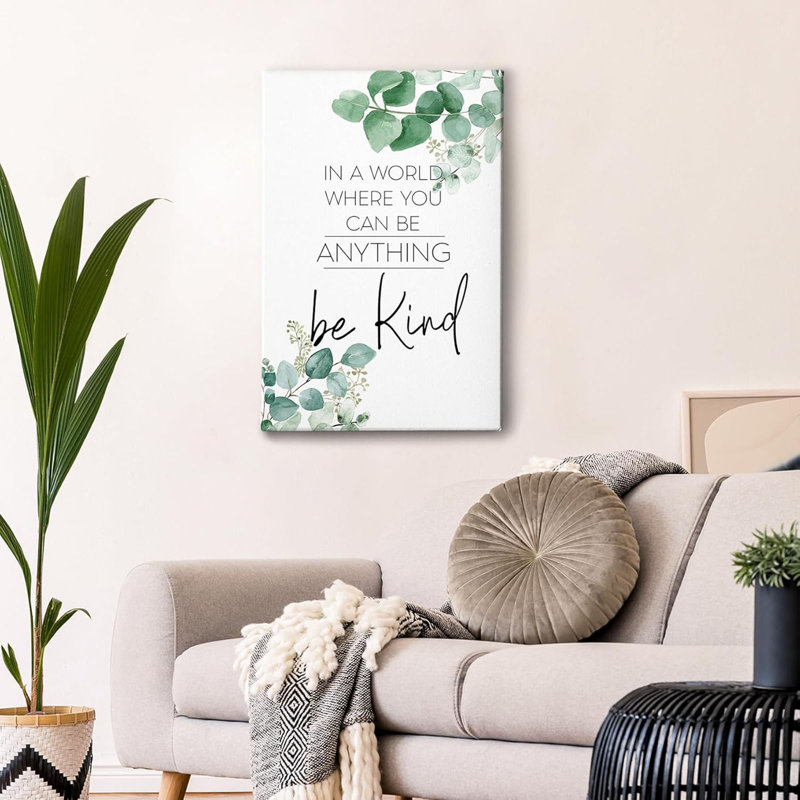 Be Kind Inspirative, toile encadrée, Eucalyptus