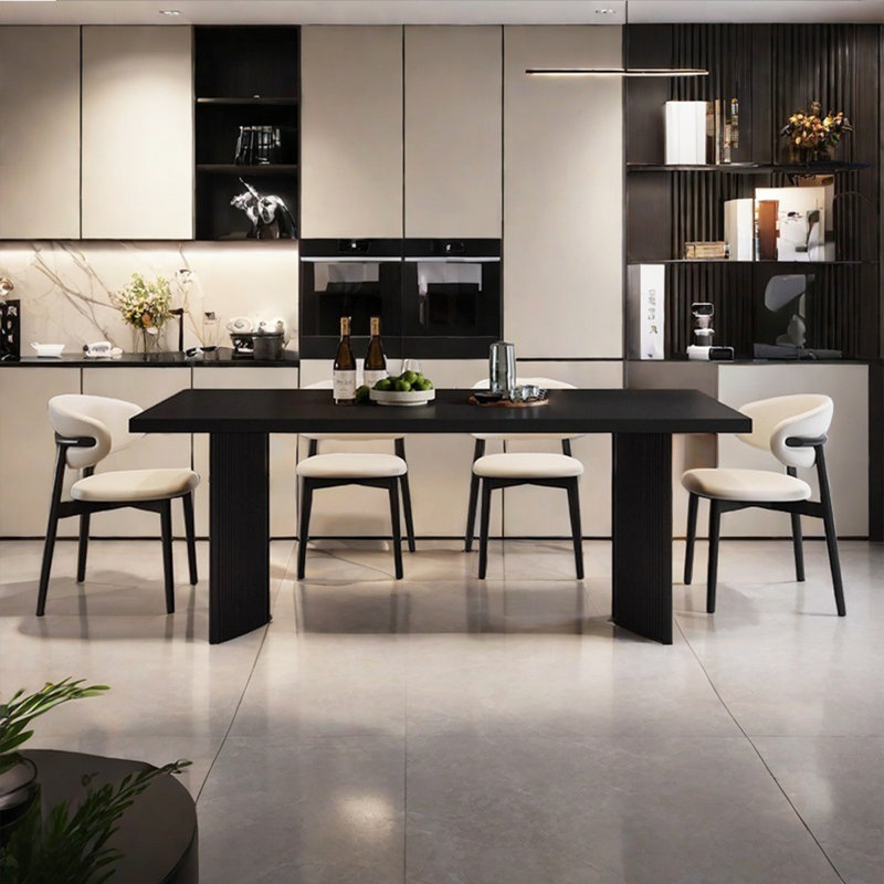 Table de salle à manger noire, H 29,53 po x L 70,87 po x l 35,43 po