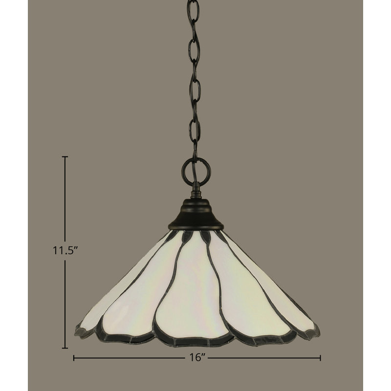 Luminaire suspendu en forme de chaîne avec perle 16 po Arrietty, Perle, Granit foncé
