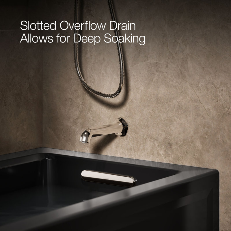 Archer® 60" x 30" Alcove/Tile in Soaking Bathtub, Black, Right