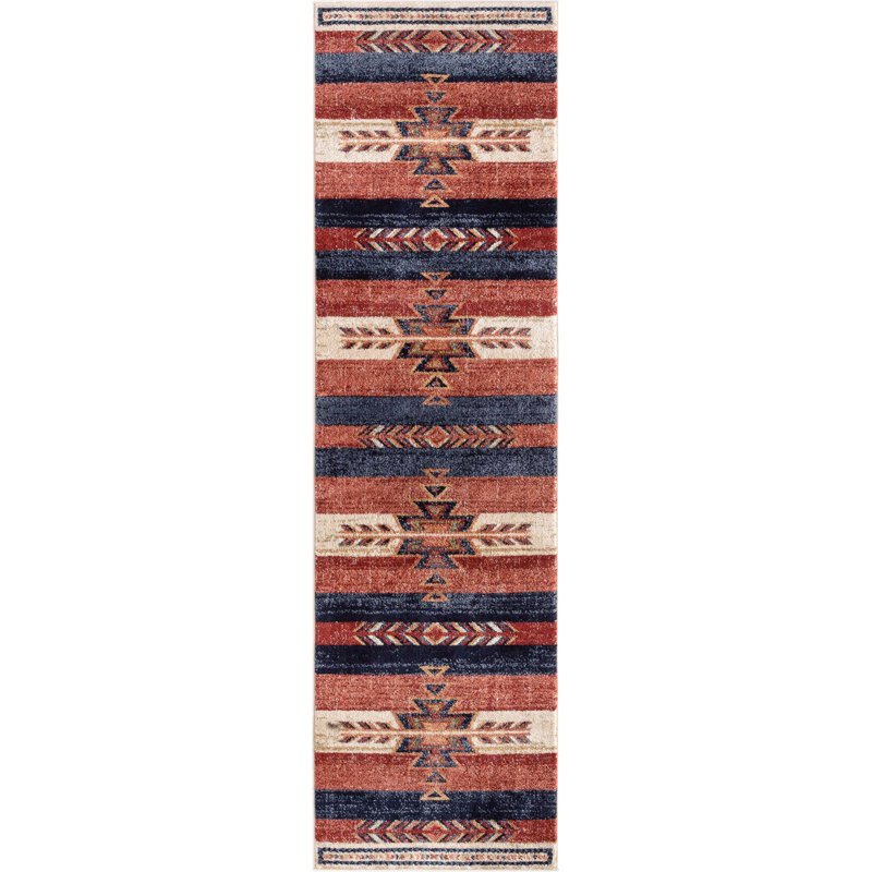  Tapis à motif tribal Crimson Southwestern, Tapis de couloir 2 pi 7 po x 9 pi 10 po