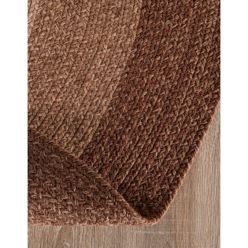  Ombre Hand Braided Wool Rug, Round 7'10", Brown