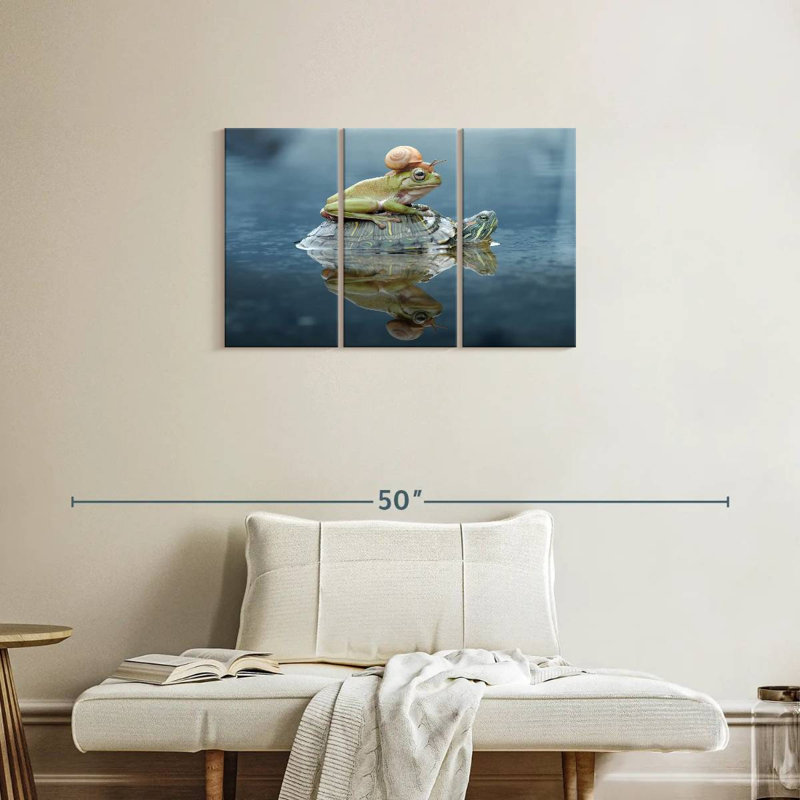 Brampt Snail And Frog Riding A Turtle, 20" H x 33" W