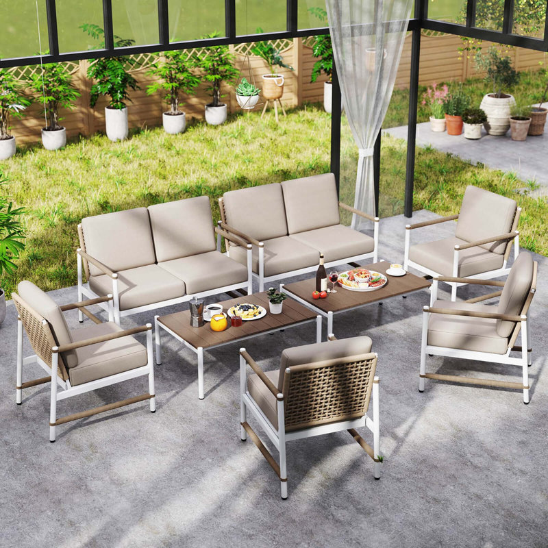 Ensemble de canapé-causeuse 2 pièces avec coussins épais pour table basse