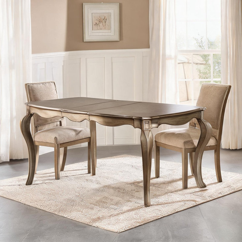 Table de salle à manger rectangulaire en bois avec rallonge de 45,7 cm et pieds cabriolet, 239 cm