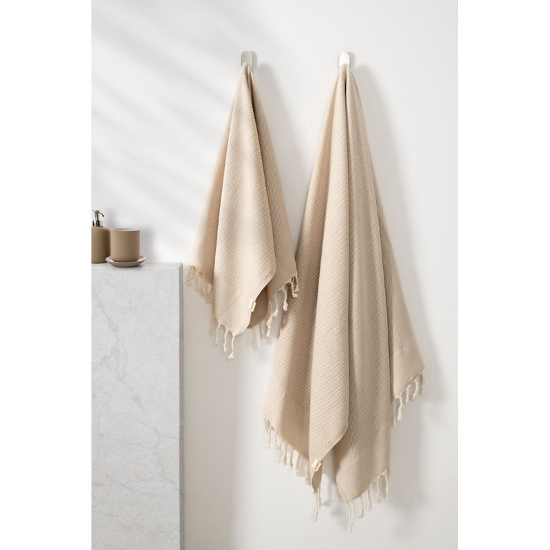 Luxurious Bath Towel Set (2 Pieces), 100% Cotton, 23.6 x 43.3 inches (Napkin) & 35.4 x 68.9 inches (Loincloth) | Soft, Absorbent, Machine Washable | Beige Color, Perfect for Spa, Home, and Travel Use