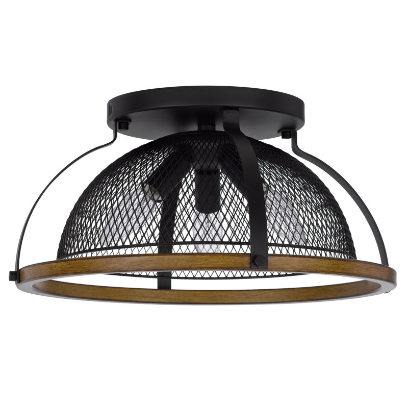 Plafonnier semi-encastré en bois et métal H 7,25 po