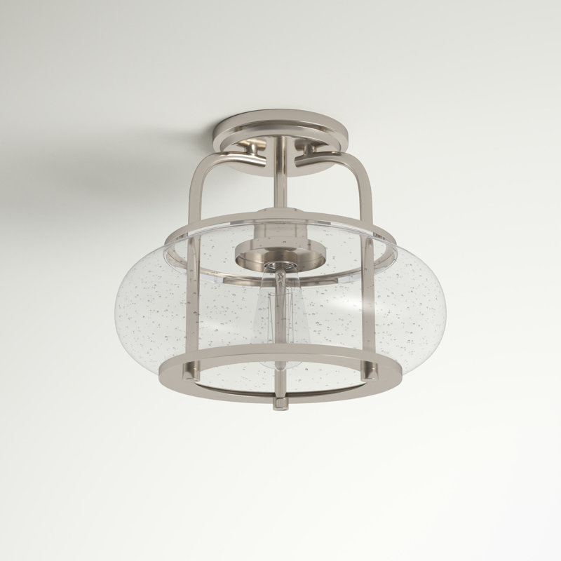 Spofford Glass Semi Flush Mount, Brushed Nickel