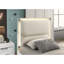 Cadre de lit contemporain blanc perle, taille double, tissu et bois avec panneau DEL tube acrylique taille tactile seulement, cadre sur la tête de lit, ajout de chambre à coucher-1006108575