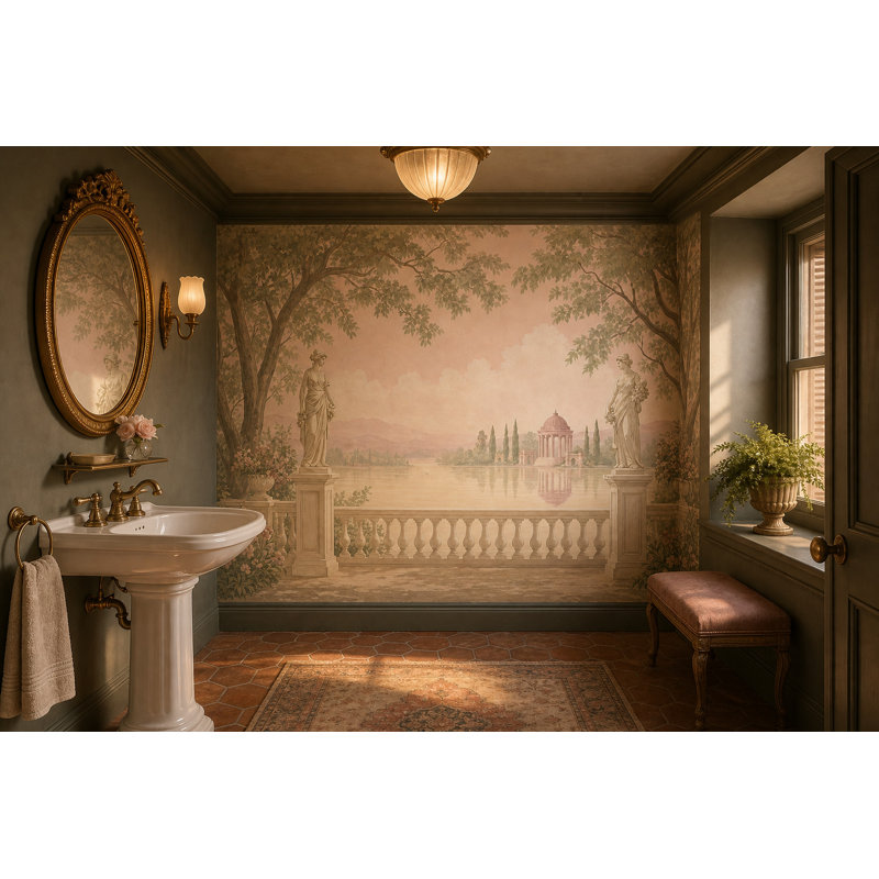 Décoration murale néo-classique amovible Wall Terrace, 160 po x 108 po, Texturé non collé