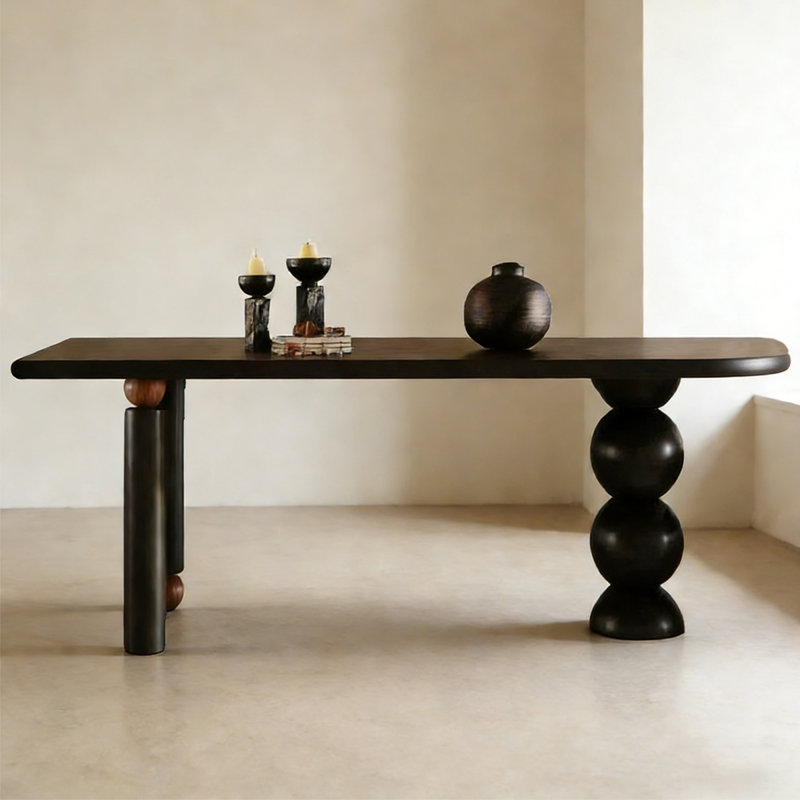 Table de salle à manger de style français rétro, H 29,53 po x L 70,87 po x l 31,5 po