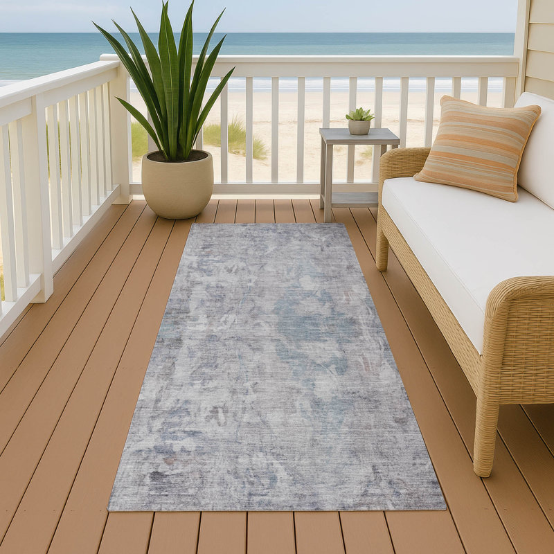 Tapis abstrait intérieur / extérieur lavable à la machine Mattis ACN2310, Tapis de couloir 2 pi 3 po x 7 pi 6 po
