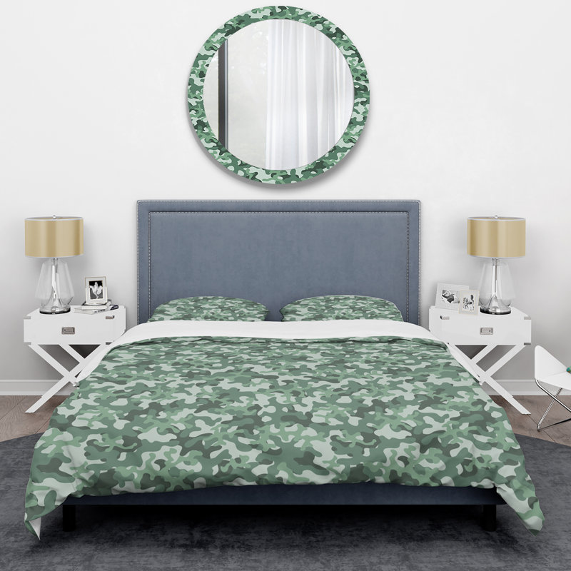 Camouflage militaire vert tendance - ensemble de housse de couette abstrait - microfibre de polyester