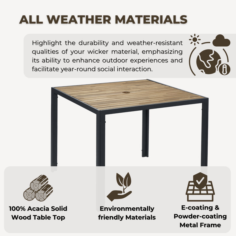 Ensemble repas extérieur pour 4 personnes, Beige