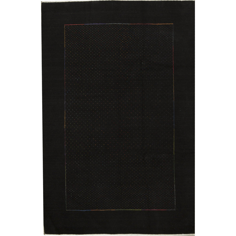 Tapis noir de haute qualité noué à la main Gabbeh