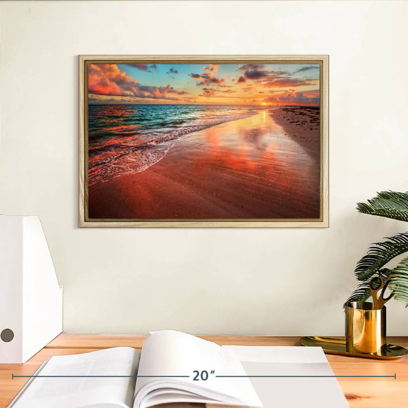 Scène colorée de Chane, 13 po x 9 po, Cadre flottant en bois naturel