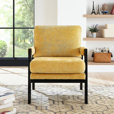 Fauteuil en chenille - Chaise rembourrée en bois massif de style Mid-Century de style moderne Mid-Century avec dossier rembourré