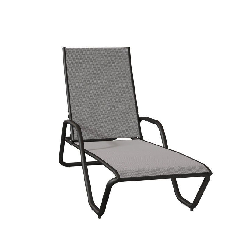Outdoor Rust-Resistant Metal Chaise Lounge, Textured Desert, Nickle
