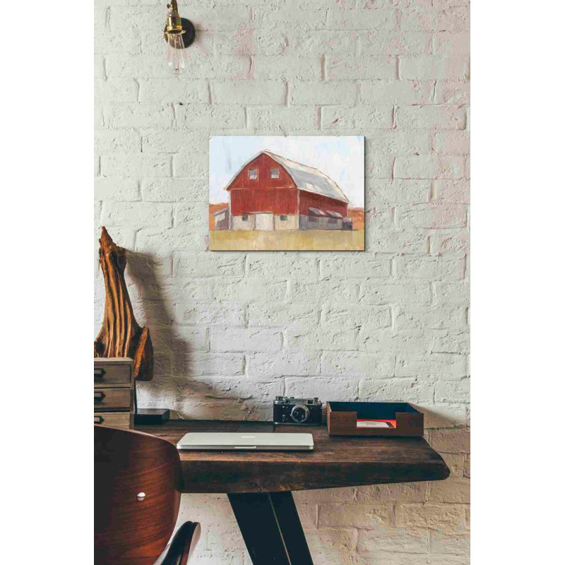 «Rustic Red Barn II» par Ethan Harper, art mural sur toile, H 12 po x l 16 po x P 0,75 po