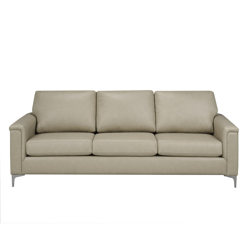 Canapé en cuir Karlysia, Cuir synthétique beige glace