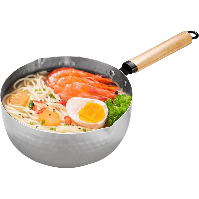 Casserole à casserole en acier inoxydable avec poignée en bois, 4 pte