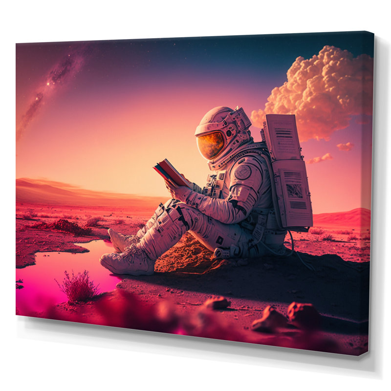 Astronaut's Cosmic Reading I - Impression sur toile tendue, H 24 po x l 32 po x P 1 po