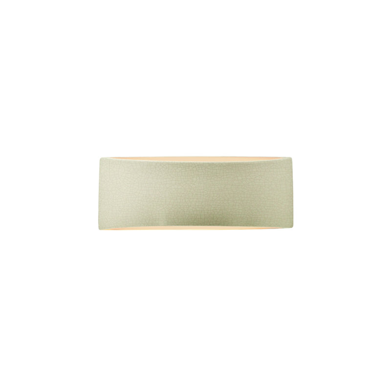 Applique murale en céramique Beda, H 5 po x l 13 po x P 4 po, Incandescent, Craquelure vert céladon