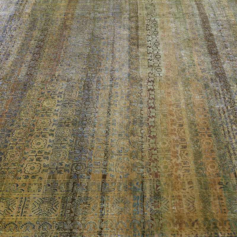 Yellow Alchemy Traditional Silk Wool Blend Rug - 8'11" x 12'2"