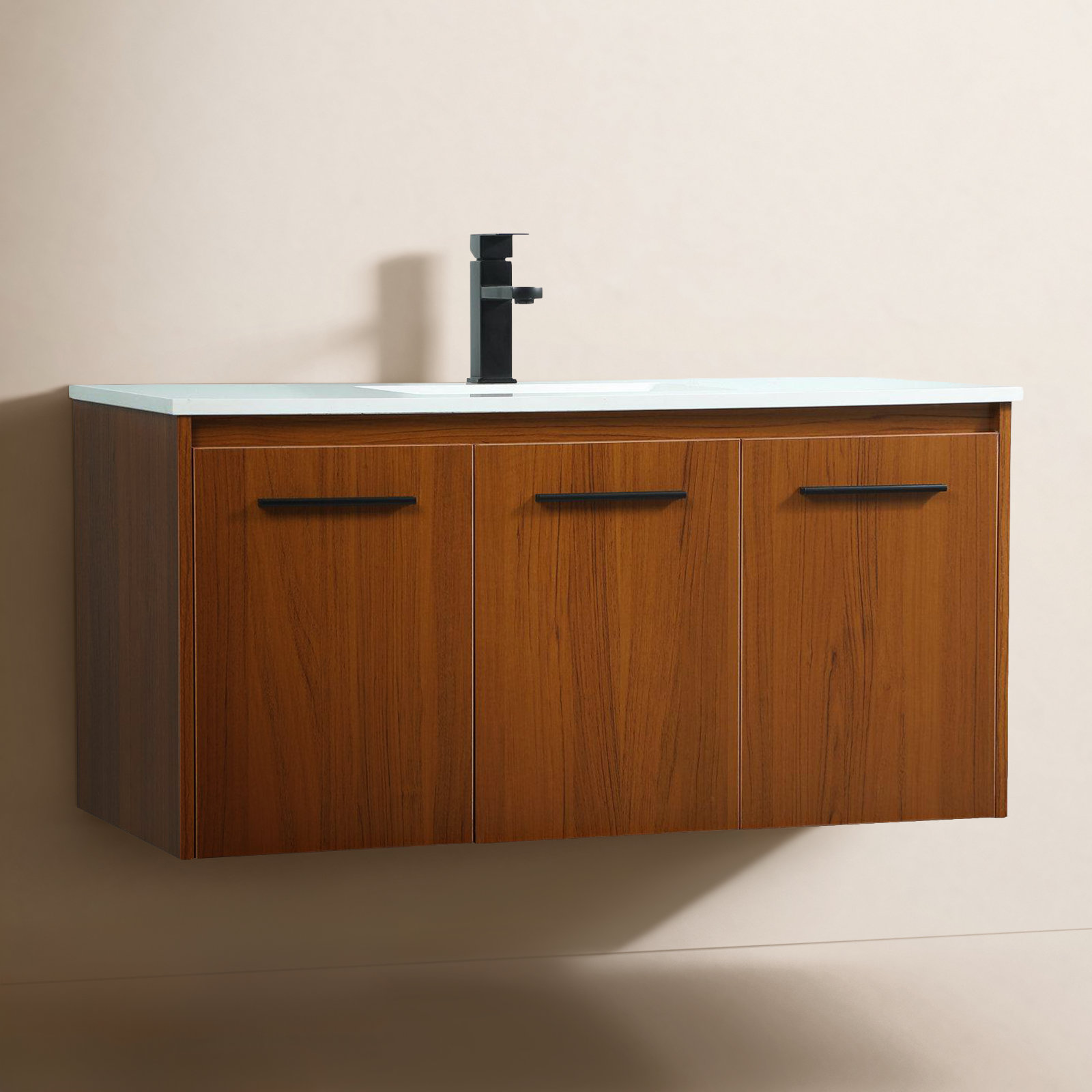 Goodfellow 39.76'' Single Bathroom Vanity, Teak
