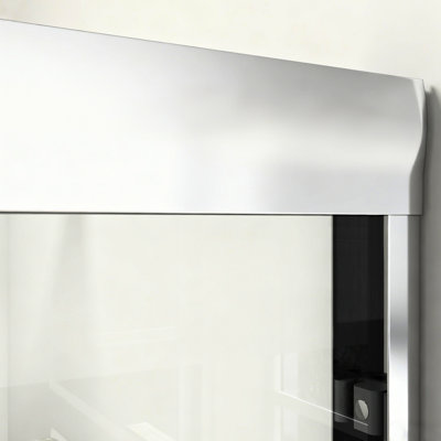 72 In. H Double Sliding Bathroom Door, 1/4"  6Mm  - Glass, 44 48 Adjustable Width, Cm 24D03 48Cx, Reversible Design For Different Layouts W Semi Walk In Shower Tempered Finish, Roller Hanging Rail