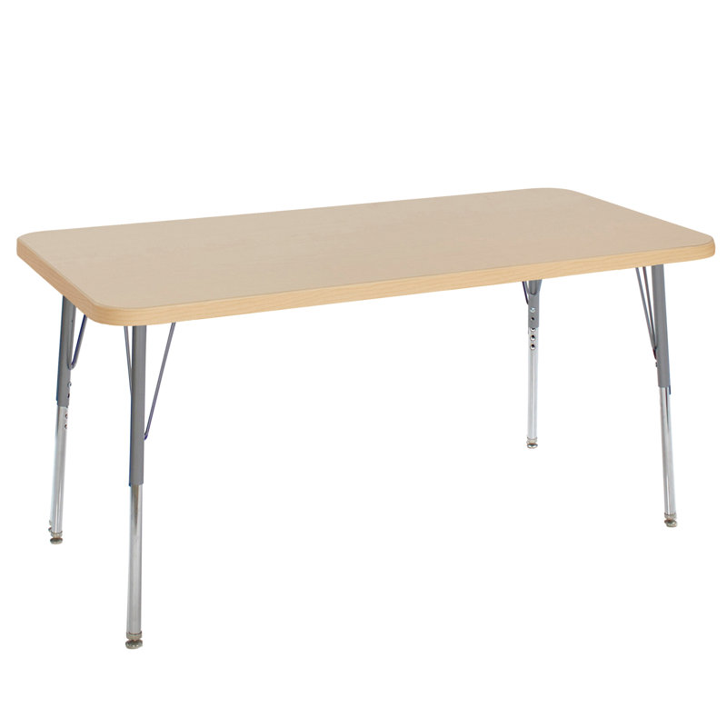 Table d'activité rectangulaire avec pieds réglables La Madera, 30 po x 60 po, Standard, Grain d'érable / argent