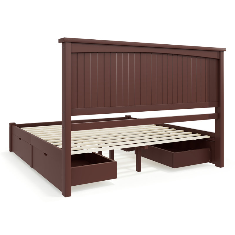 Lit double en bois massif Adainville, Espresso, Double
