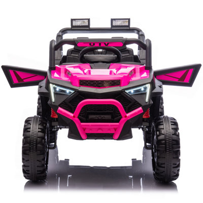 24V 400W Kids Ride On Electric UTV W/Parents Remote Control,Four-Wheel Suspension,LED Lights,Portable Handle,Advanced Center Panel With USB,MP3,Music,Bluetooth,,Power Display For Kids Aged 3+.
