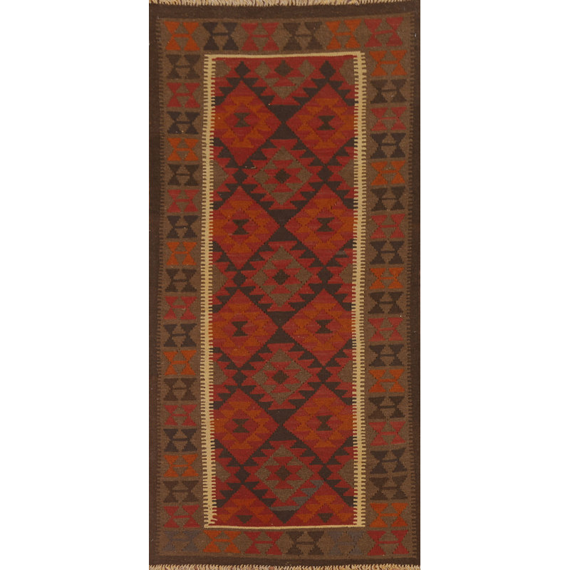Kilim Reversible Wool Runner Rug 3x7