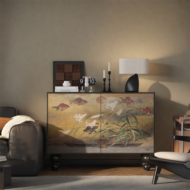 Walnut Frame Two Door Storage Cabinet