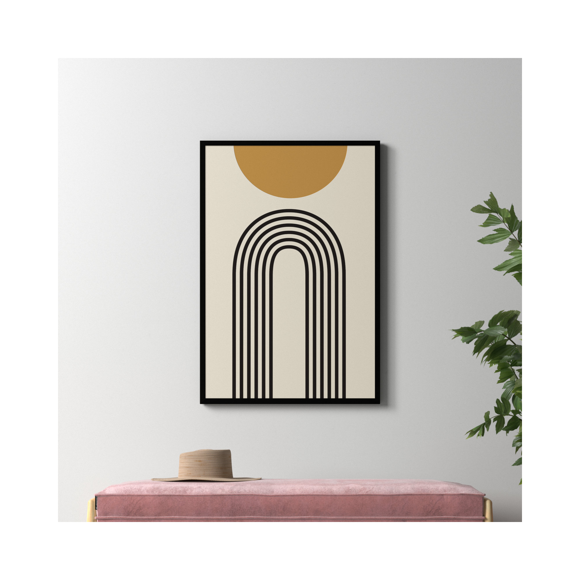 Retro Mountain Sunrise by The Creative Bunch Studio, 41.25" H x 28.25" W x 0.88" D, Black